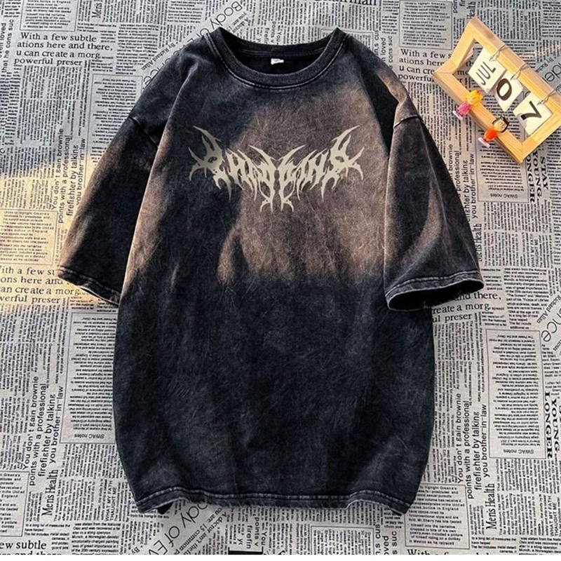 ダークスタイル クールなバタフライプリント カジュアル 半袖シャツ