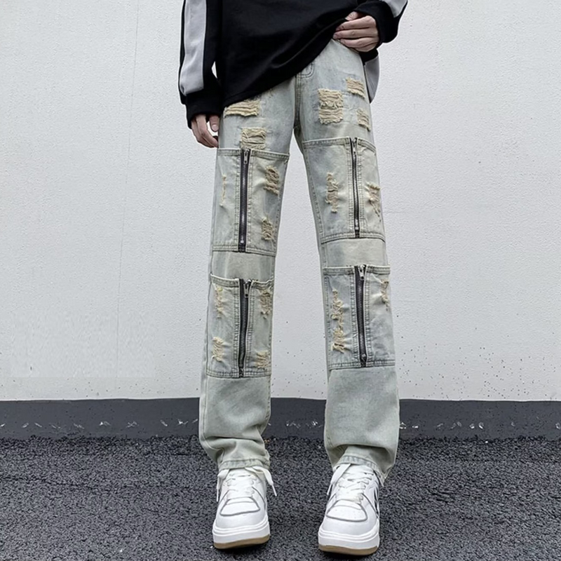 ハイストリートスタイル ユニークなデザイン 超カッコイイ ジーンズ