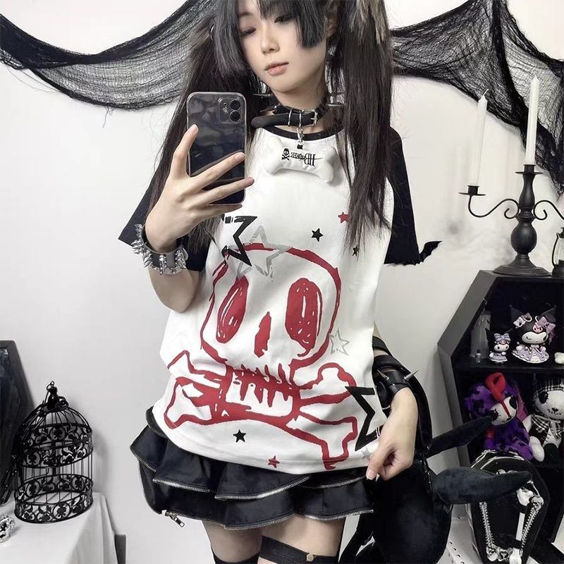 パンクスタイル カジュアル 半袖シャツ