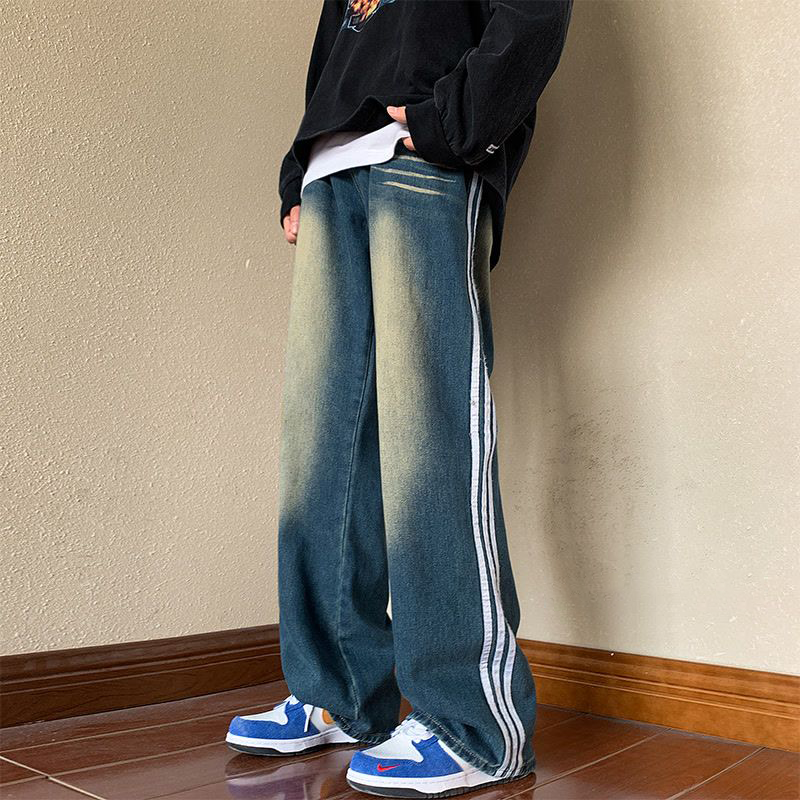 人気爆発 ストライプ カジュアル ジーンズ