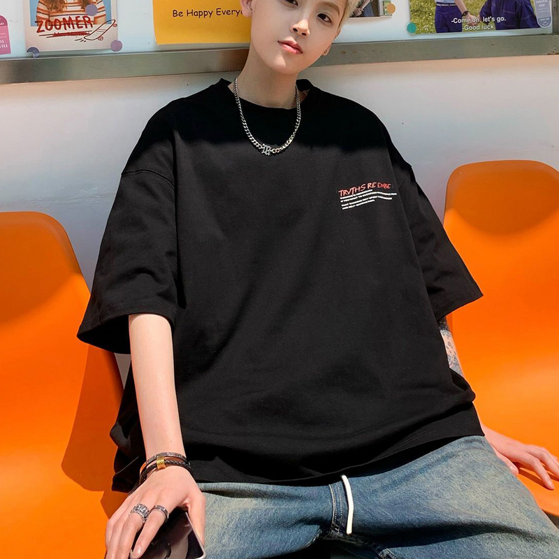 INS ハイストリートスタイル 英語プリント カジュアル 半袖シャツ