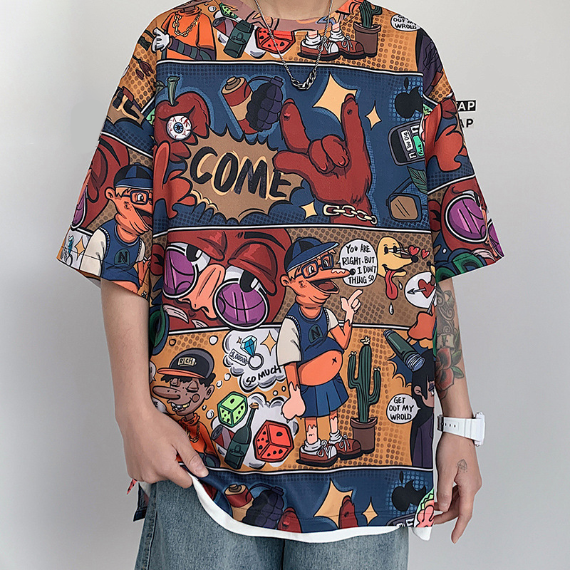 面白い アメリカンスタイル  アニメーション 半袖シャツ