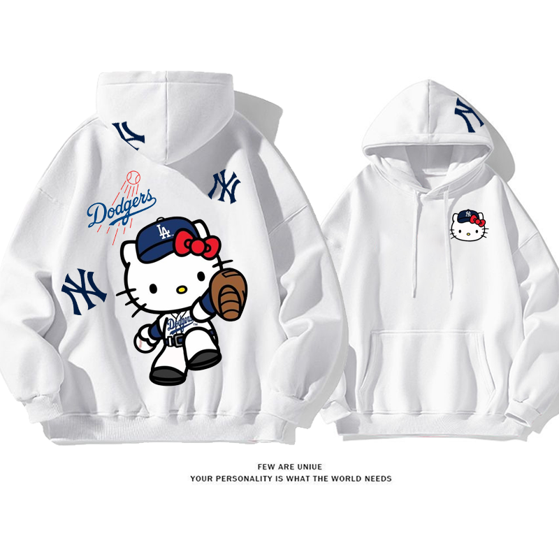 人気爆発カートゥーン野球をする猫カジュアルファッションパーカー