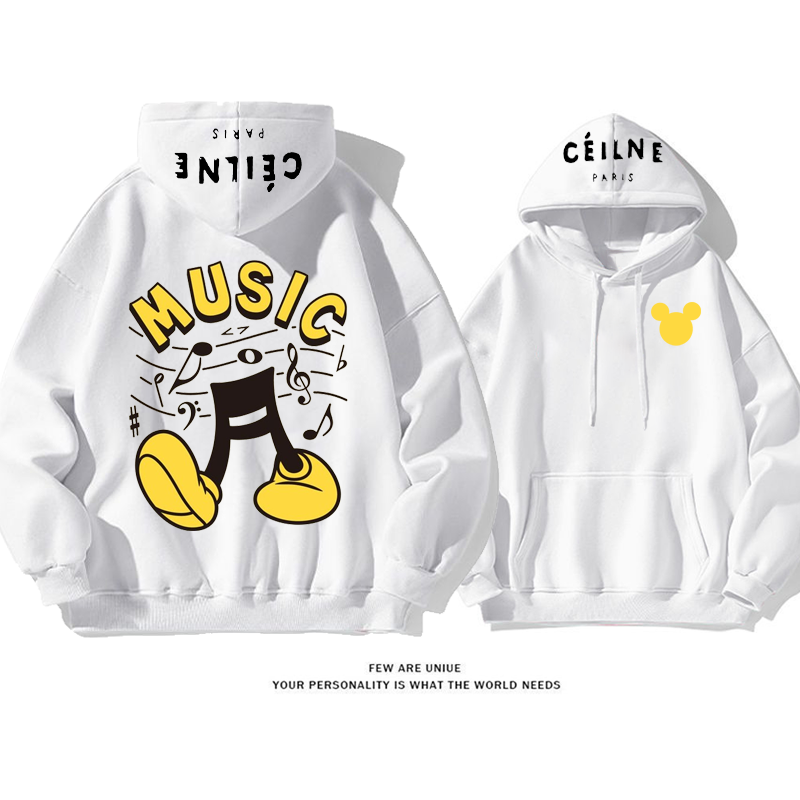 人気爆発カジュアルins映えカートゥーン音楽記号ファッションパーカー