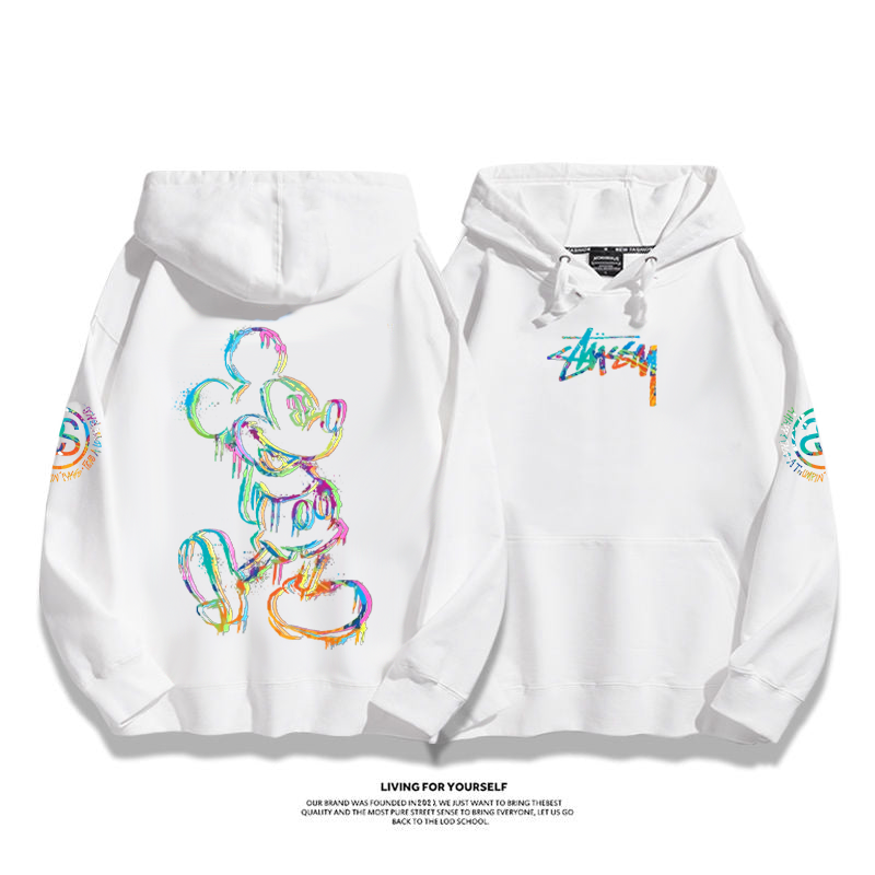 カラフル ねずみ プリント柄フード付きパーカー