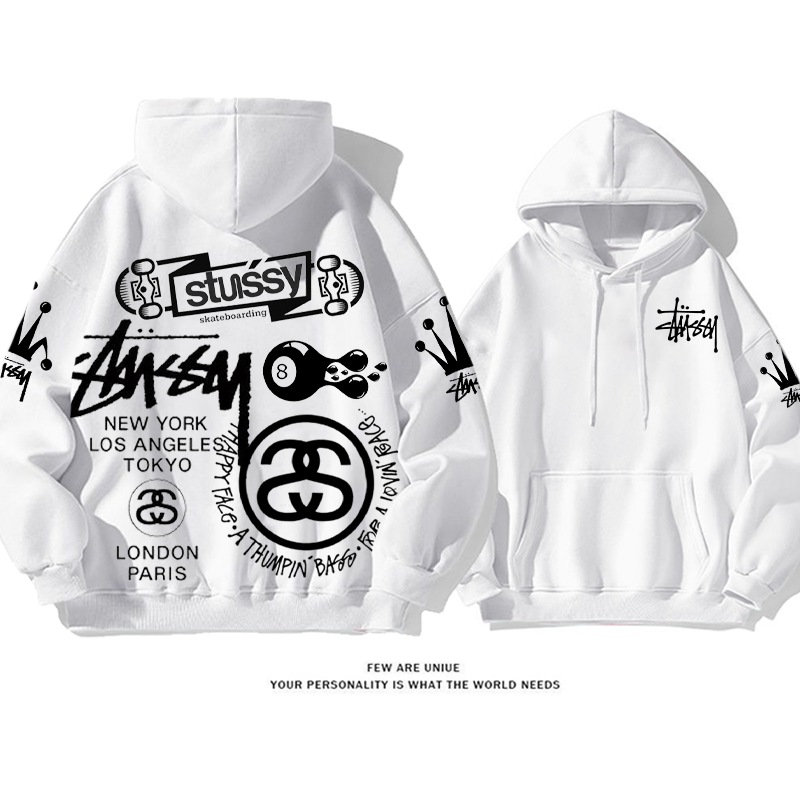 流行のブランド プリント柄フード付きパーカー