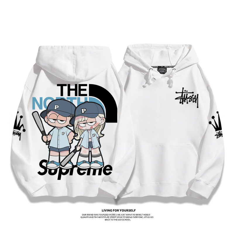 トレンディなデザイン 野球のバットを持つ男 プリント柄フード付きパーカー