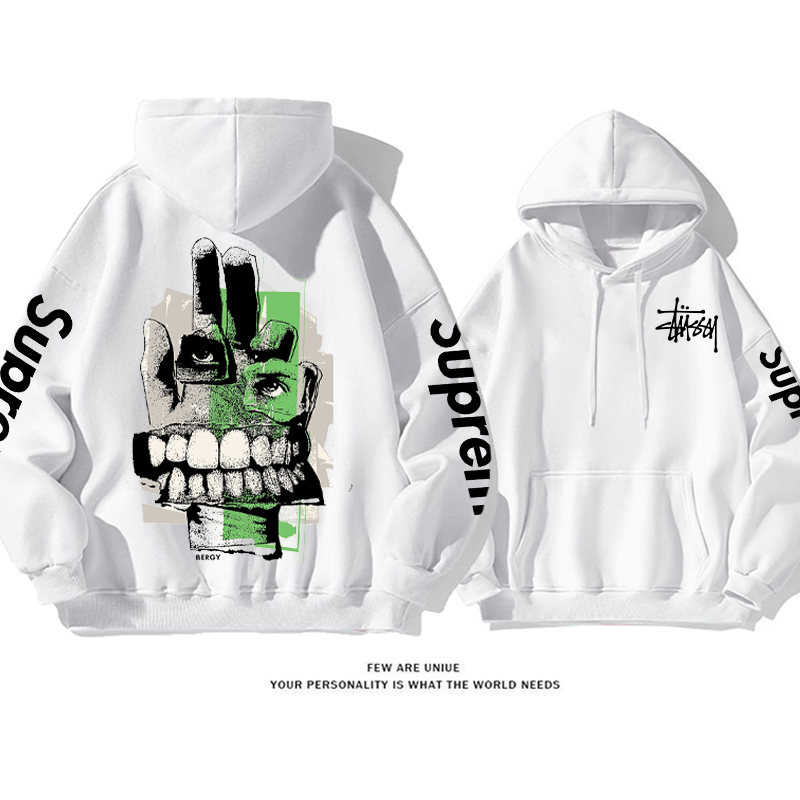 パーソナライズされたデザイン プリント柄フード付きパーカー