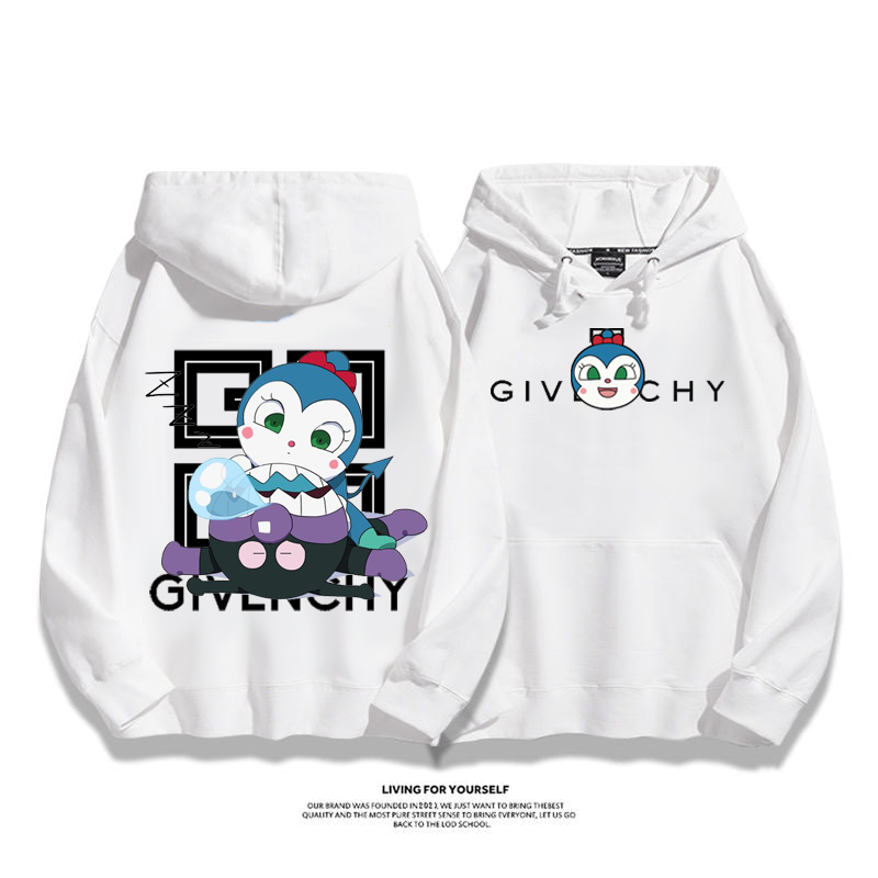 プリント柄カジュアルフード付きパーカー