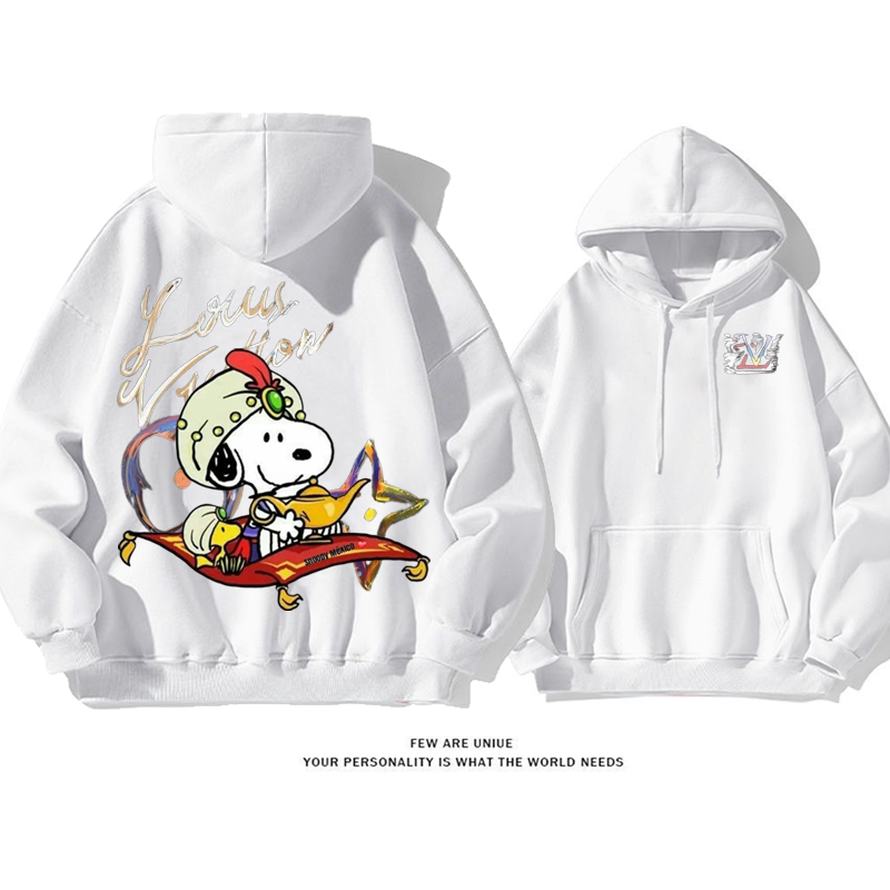 人気爆発カジュアルひざ掛けの上に座る白い子犬カートゥーンファッションパーカー