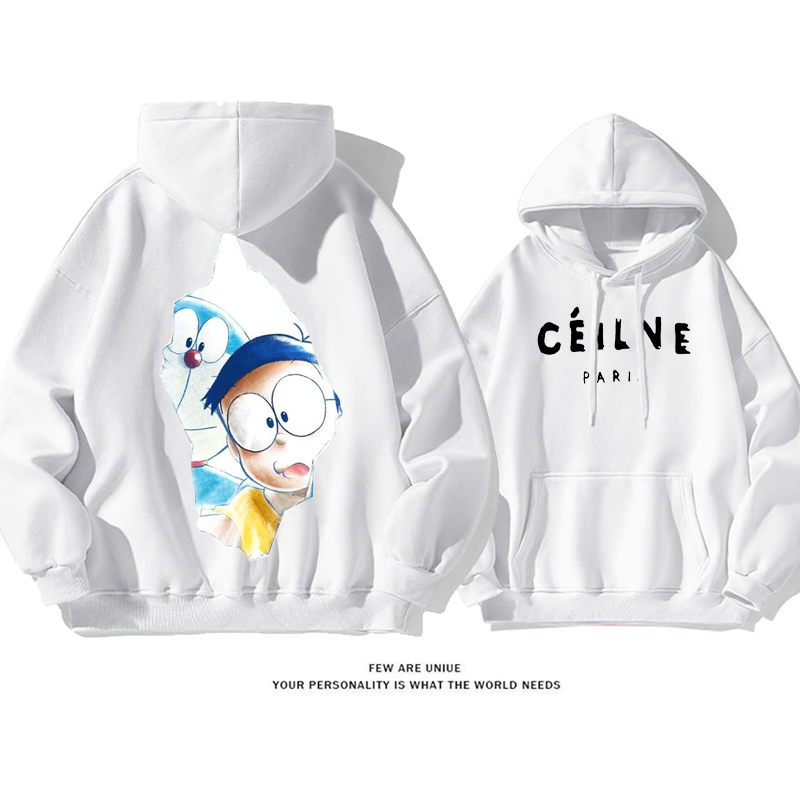 カジュアル ひび割れ青い猫と少年着心地がよいカートゥーンファッションパーカー