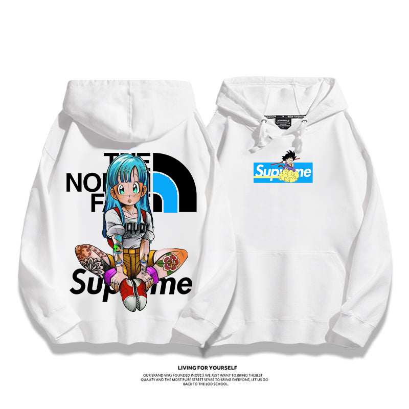 人気のデザイン 漫画のキャラクターの座り姿勢 プリント柄 フード付きパーカー