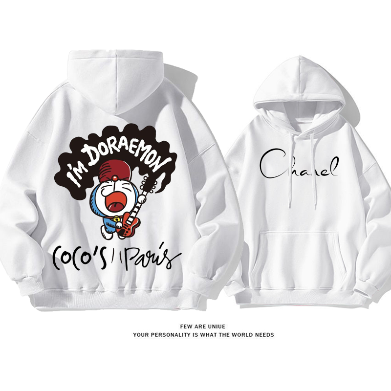 人気爆発青い猫ギターを弾くカートゥーンファッションパーカー