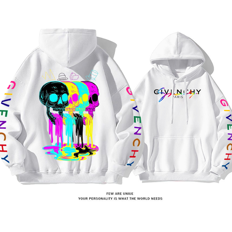 小衆の設計 カラースカル プリント柄フード付きパーカー