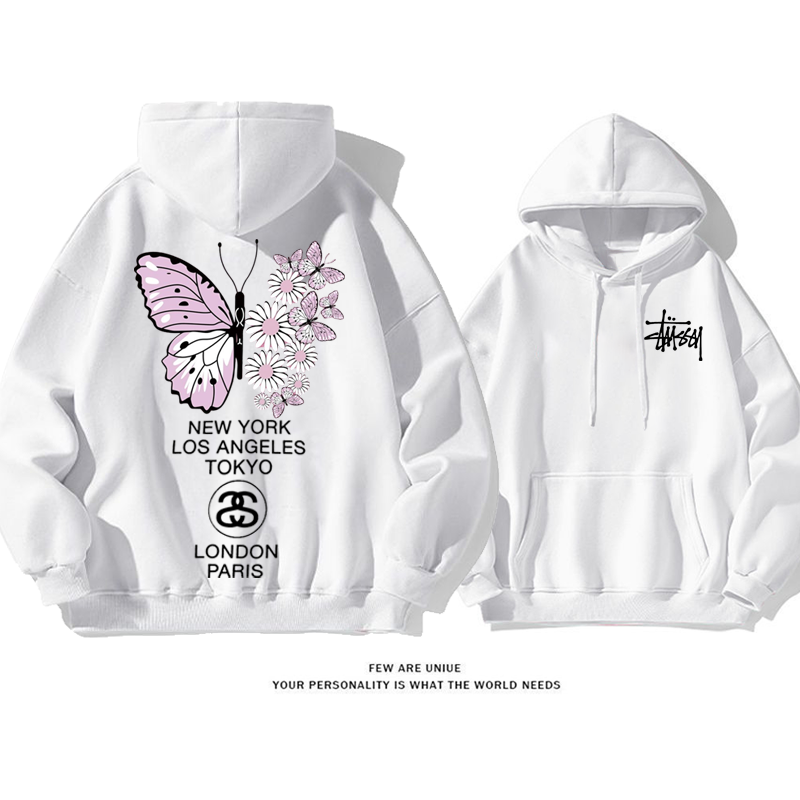 蝶プリント模様気品があるファッションパーカー