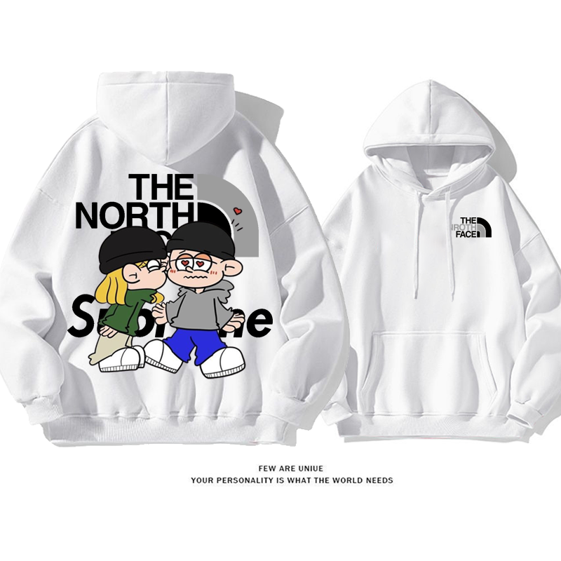 カップルキスプリント模様ファッションパーカー