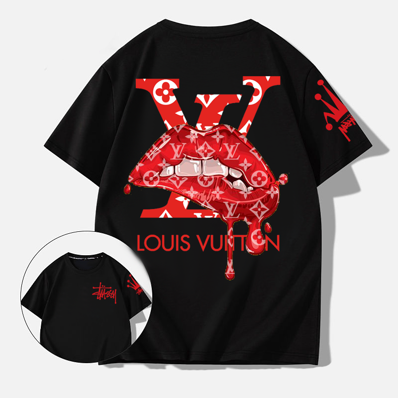 人気爆発 ストリートファッション 唇半袖シャツ