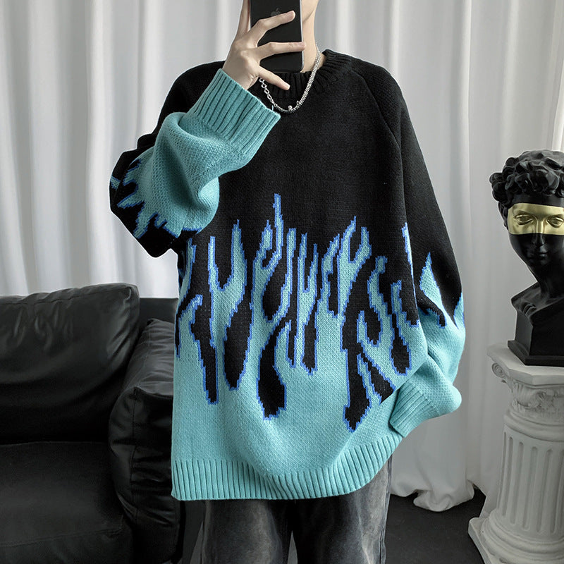 青い炎  OVERSIZE ストリート セーター