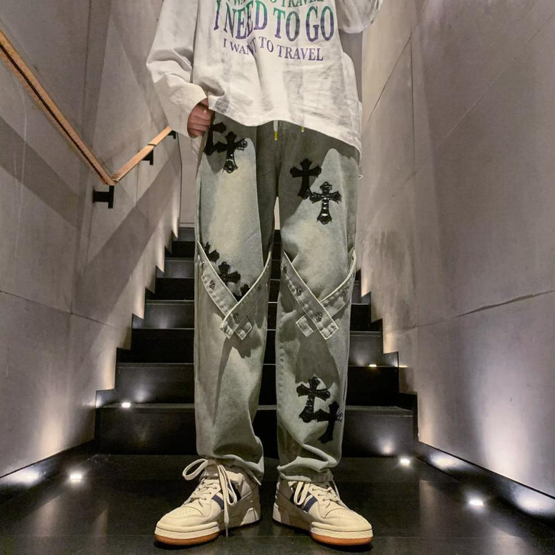 アメリカンスタイル ハイストリートスタイル クロス ジーンズ