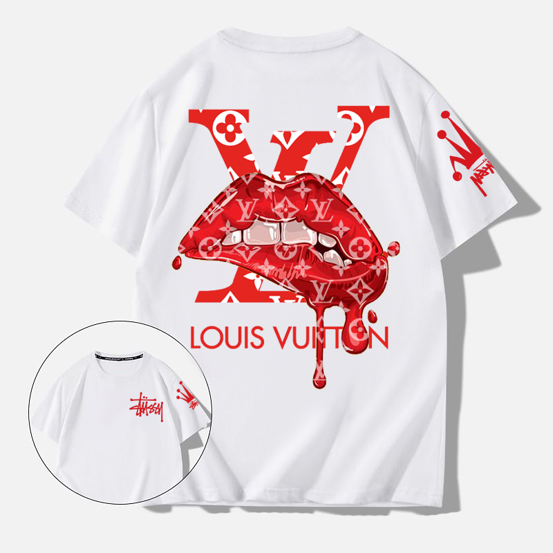 人気爆発 ストリートファッション 唇半袖シャツ