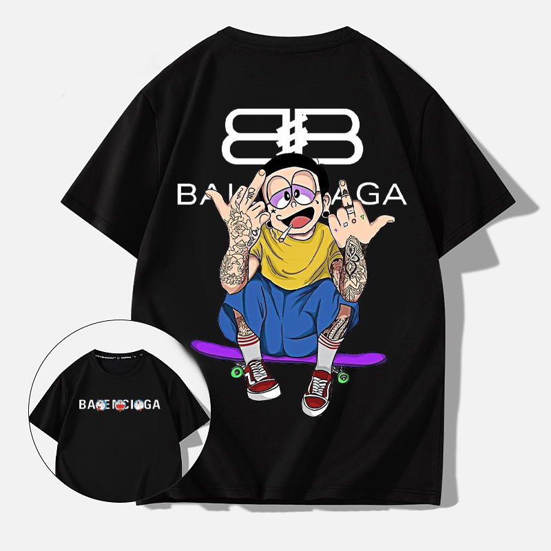 人気爆発超カッコイイ カートゥーンプリント柄英字プリント半袖シャツ