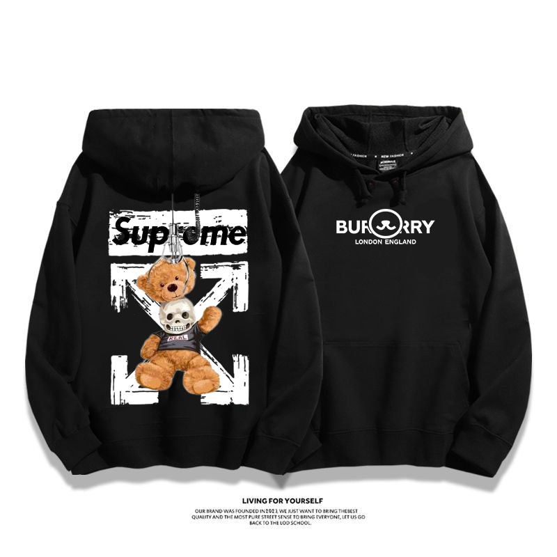 ユニークなデザイン キャッチ人形 プリント柄フード付きパーカー