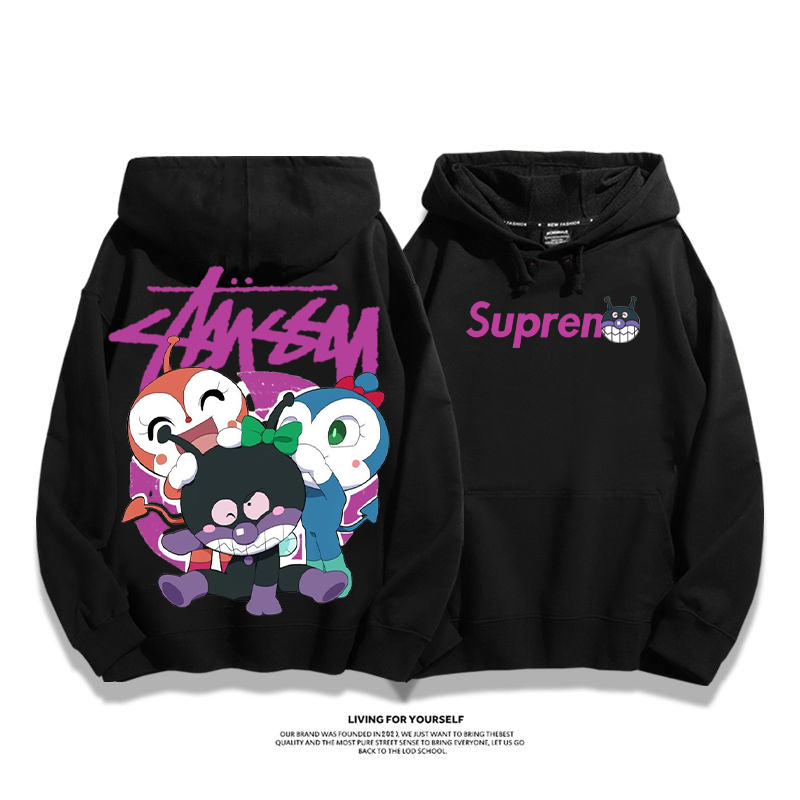 人気アニメ プリント柄フード付きパーカー