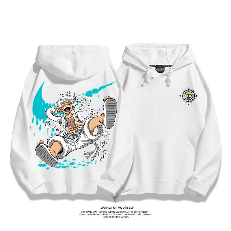 人気商品 白髪のアニメキャラクター プリント柄フード付きパーカー