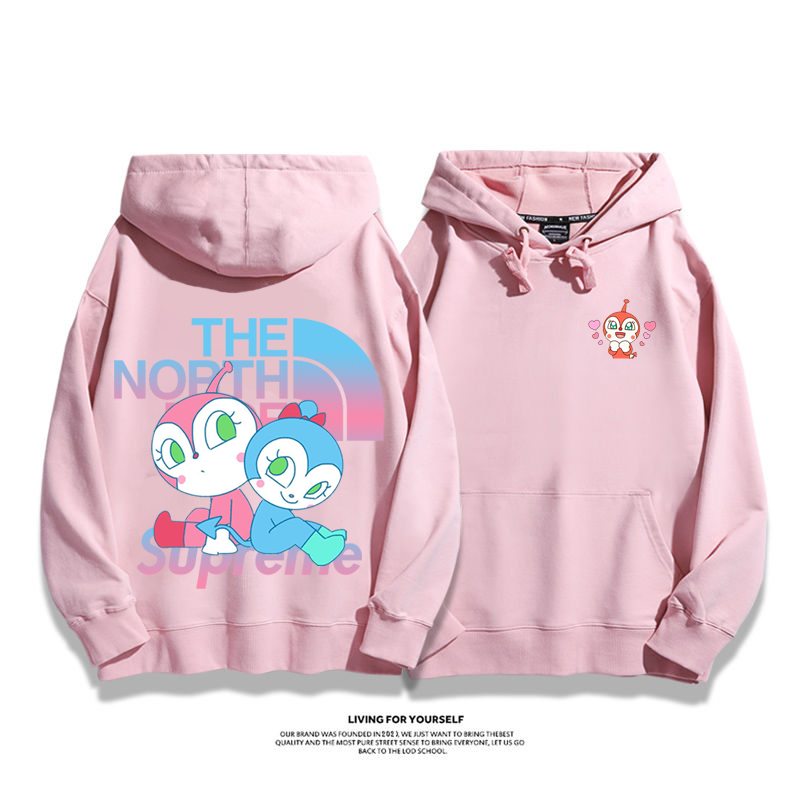 人気商品グラデーションプリント柄 カートゥーンフード付きパーカー