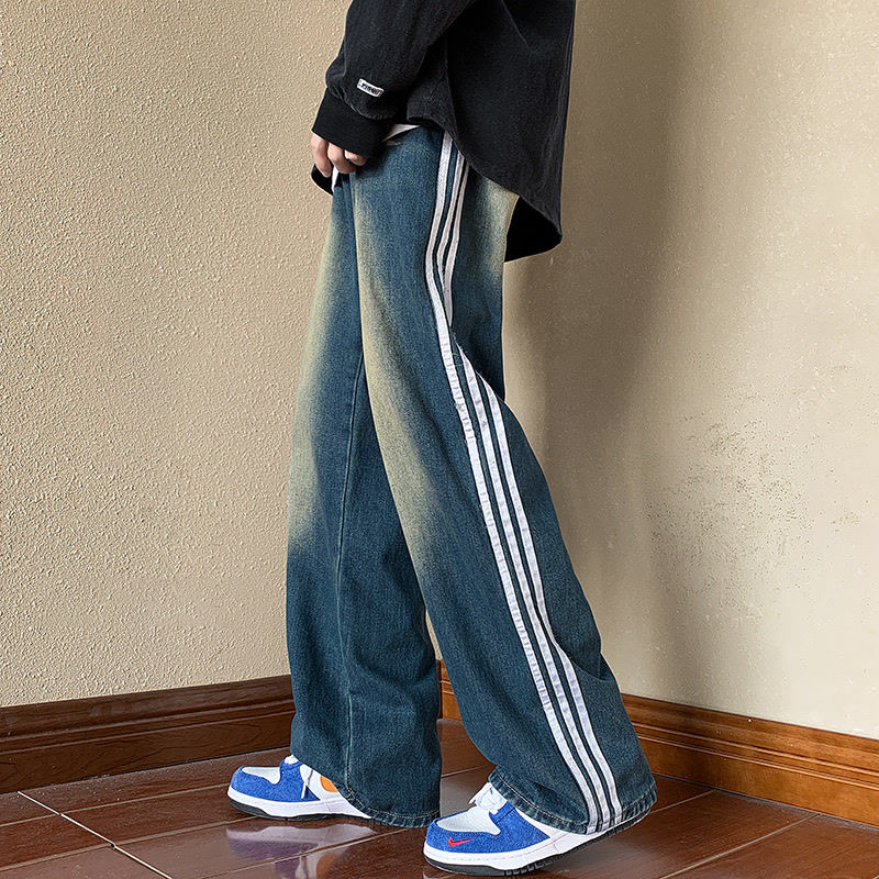 人気爆発 ストライプ カジュアル ジーンズ