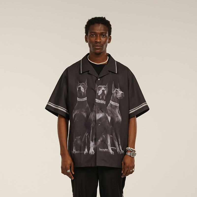 ドービン犬 超カッコイイ トレンドブランド カジュアル 半袖シャツ