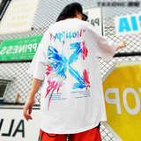 ハイストリートスタイル カラフルな蝶 カジュアル 半袖シャツ