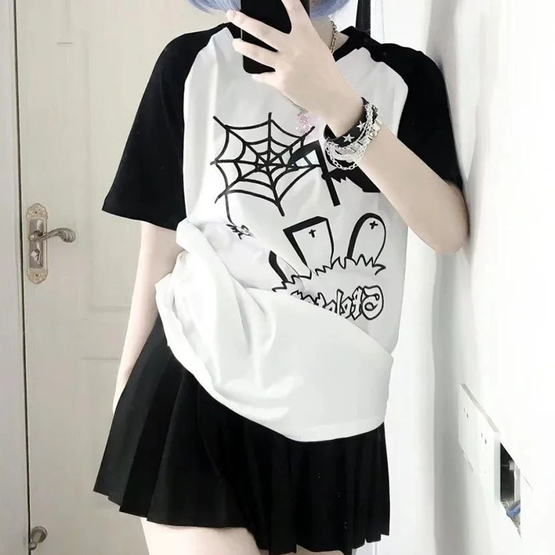 パンクスタイル かわいい少女 カジュアル 半袖シャツ