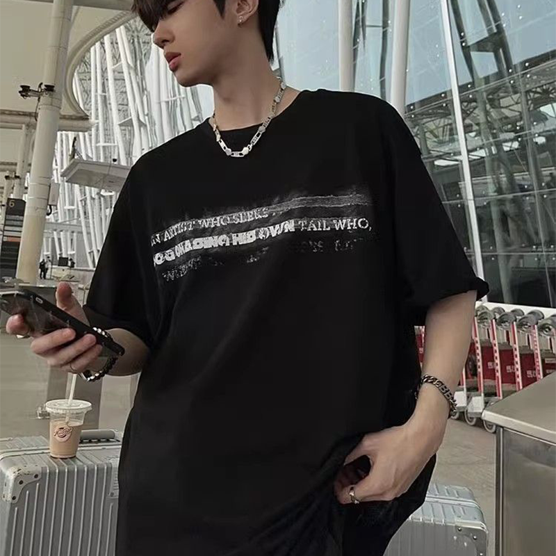 欧米落書き風 超カッコイイ 英語プリント 半袖シャツ