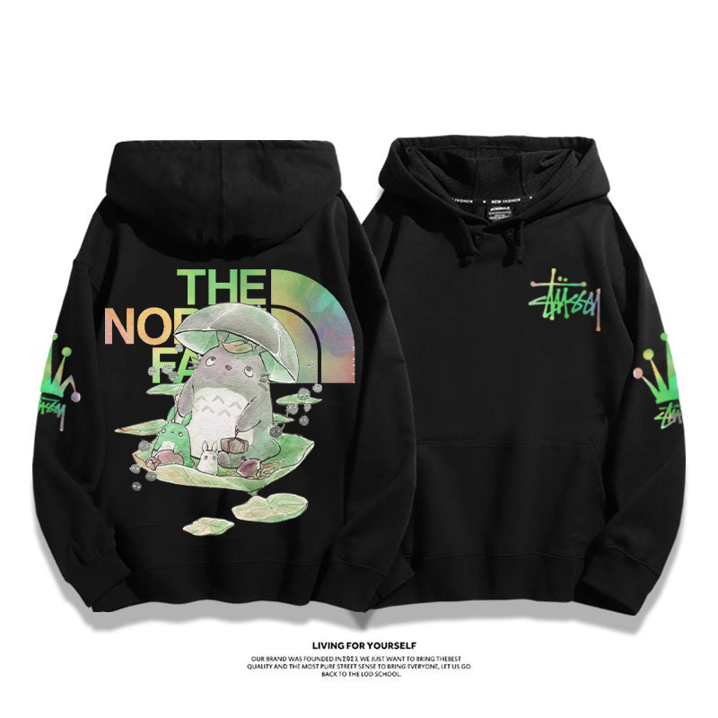 美しいデザイン 水彩画 プリント柄フード付きパーカー