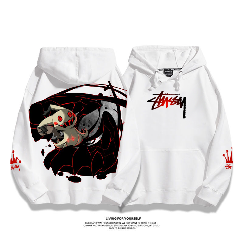 ダークデザイン 黒くなったエルフ プリント柄フード付きパーカー