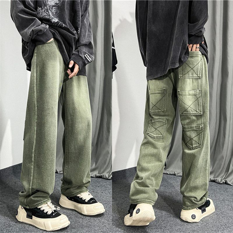 ユニークなデザイン マルチポケット カジュアル ジーンズ