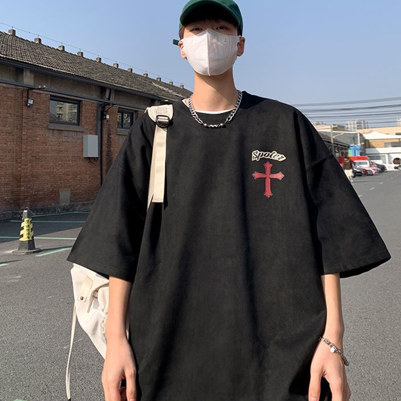 アメリカンスタイル 英語プリント 赤十字 半袖シャツ