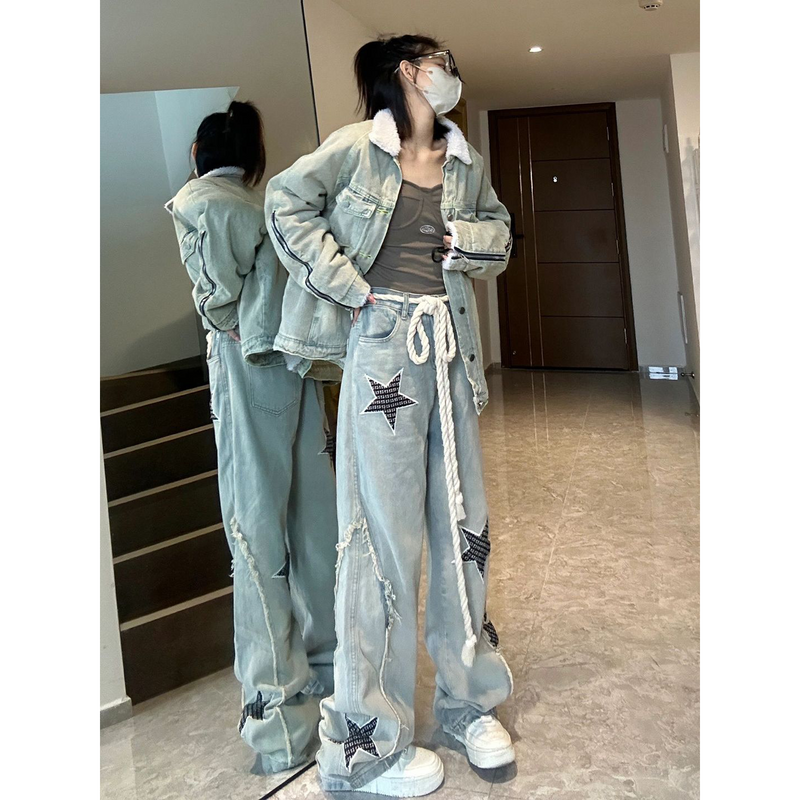 アメリカンスタイル ストリートスタイル ヒップホップ風 五芒星 ジーンズ