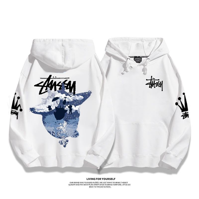 ユニークなデザイン 空のシルエット プリント柄フード付きパーカー