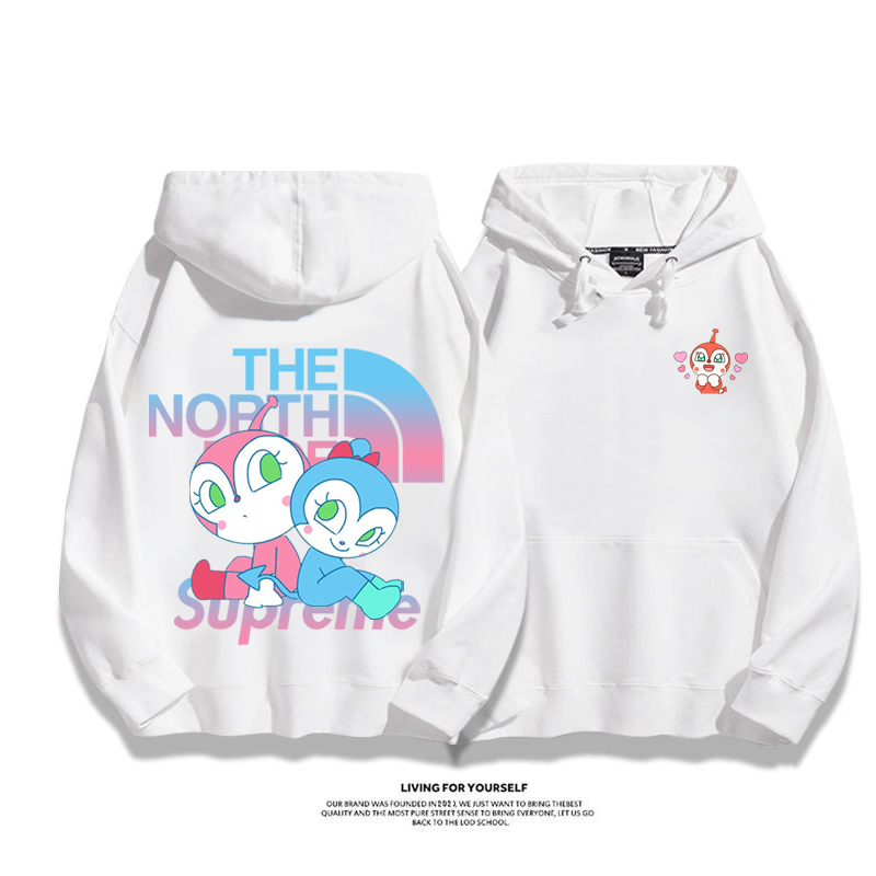 人気商品グラデーションプリント柄 カートゥーンフード付きパーカー