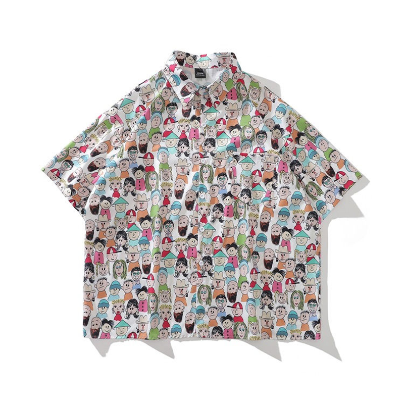 面白かわいいアニメカジュアル半袖シャツ