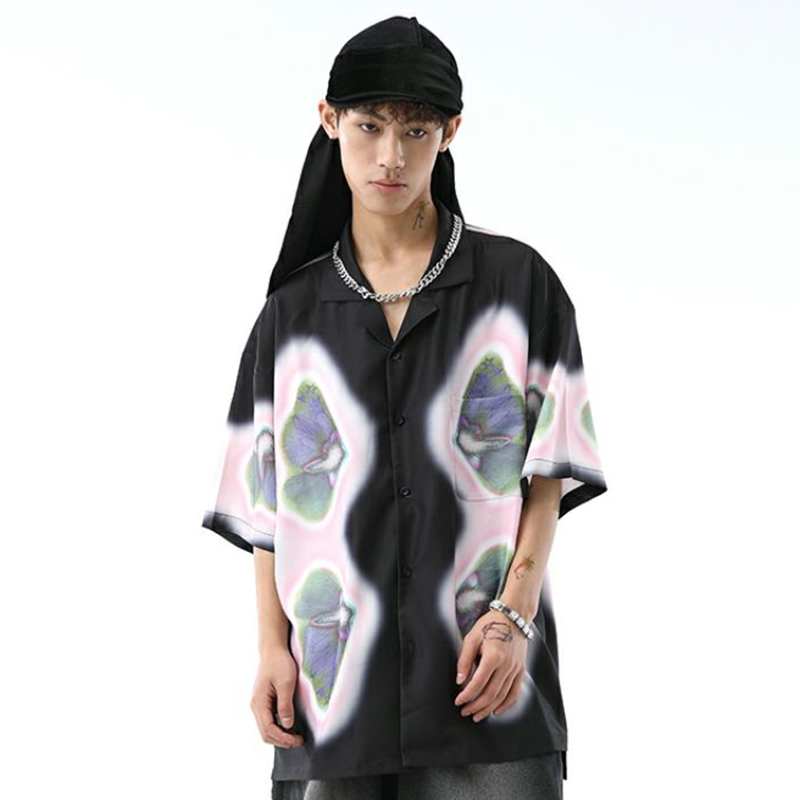 抽象芸術 韓国ファッション 半袖シャツ