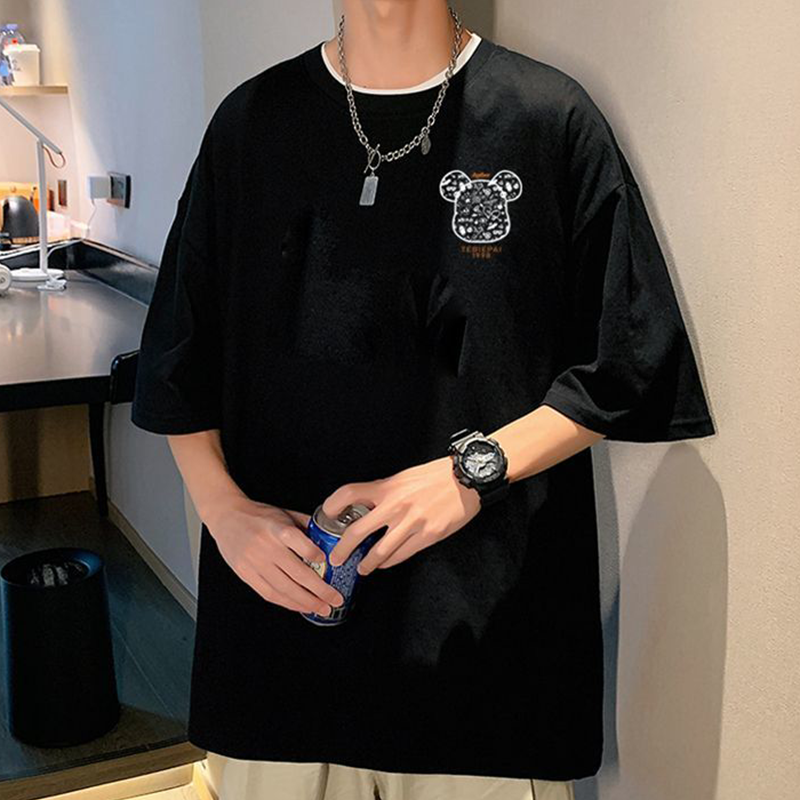 人気商品 落書き風 カジュアル 小さなクマ 半袖シャツ