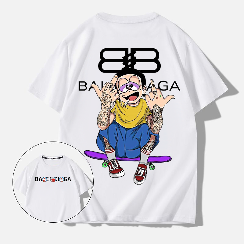 人気爆発超カッコイイ カートゥーンプリント柄英字プリント半袖シャツ