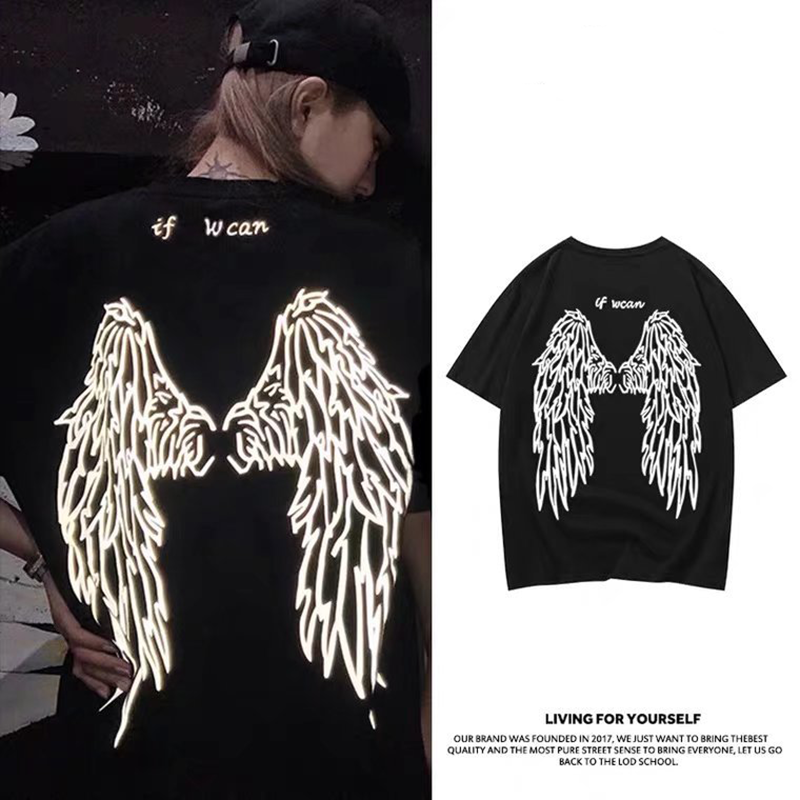 IF W CAN 反射性の大きな翼 アメリカンスタイル 超カッコイイ 半袖シャツ