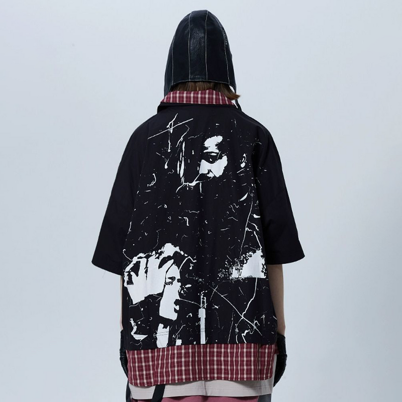 小衆の設計  背中にかけられる スプライシング風 超カッコイイ 半袖シャツ