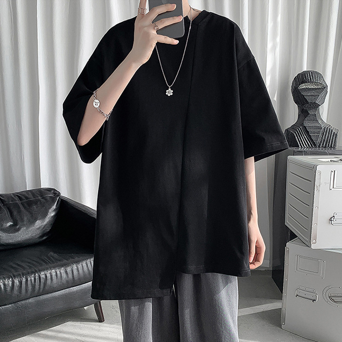 ハイファッションセンス 非対称の特別なデザイン 半袖シャツ