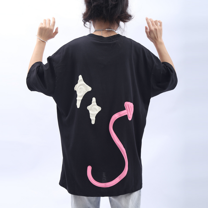 星を拾う骸骨 かわいいデザイン カジュアル 半袖シャツ