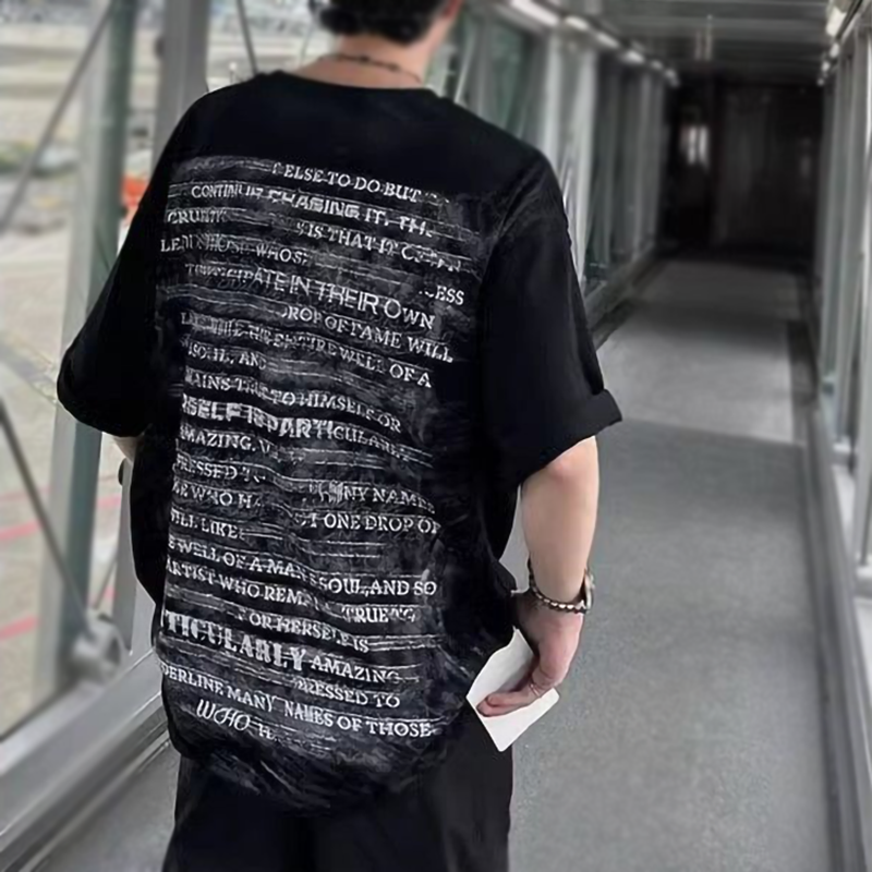 欧米落書き風 超カッコイイ 英語プリント 半袖シャツ